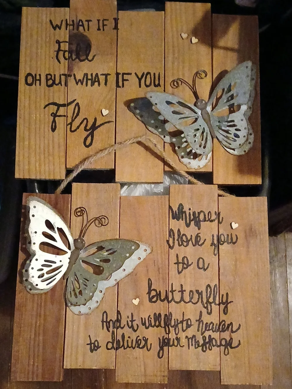 Inspirational Butterfly Wall Plaque - Cream & Tan